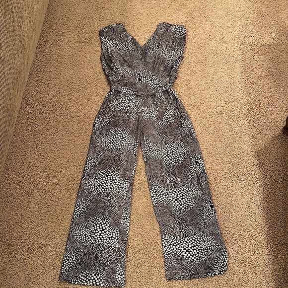 Wink Pants - Black and white dressy romper.